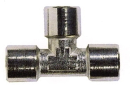 T-Stück 3/8" IG - IG - IG BSP, Messing vernickelt