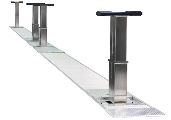 Unterflur Stempelhebeb&amp;#252;hne UL4 mit 4 Hebes&amp;#228;ulen, 4 x 15 Tonnen