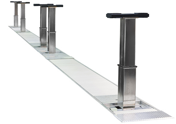 Unterflur Stempelhebeb&amp;#252;hne UL5 mit 5 Hebes&amp;#228;ulen, 5 x 15 Tonnen