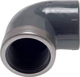 PVC-U Bogen 90&amp;#176;, 20 mm innen-&amp;#216;, PN-16, mit einseitig Innengewinde 1/2&amp;quot;