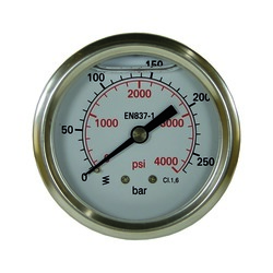 Hochdruckmanometer 63 mm Ø, glyzeringedämpft 0 - 250 bar, 0 - 4000 PSI