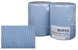 Putzpapier Wipex Bluetech 2-lagig, blau, Recycling, Blattgrösse 38x38 cm
